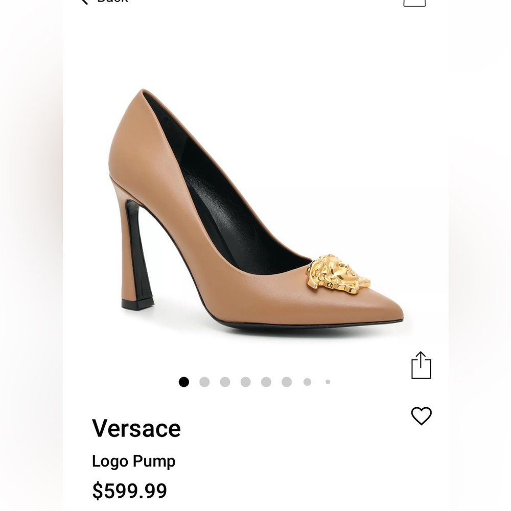 VERSACE BROWN LEATHER LOGO PLAQUE HIGH HEELS PUMPS SHOES